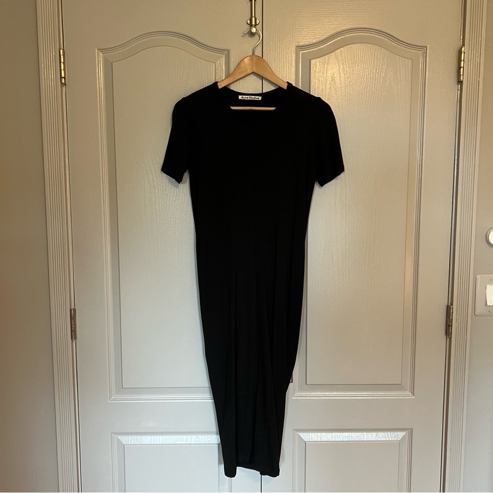 Acne Studios Visit Jersey Bodycon Midi Dress Black Size Small
